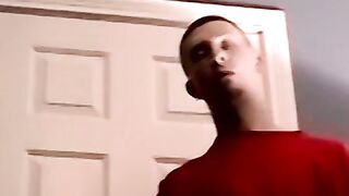 Horny amateur jerks off his hard cock with fleshlight solo