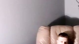 Horny amateur jerks off his hard cock with fleshlight solo