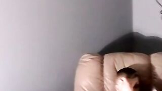Horny amateur jerks off his hard cock with fleshlight solo