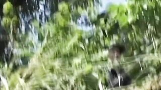 BBW bitch offer oral sex into 3some outdoor