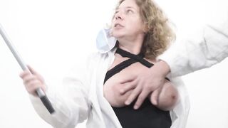 Fat older nympho sucking off penis