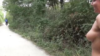 Vulgar mom eats 2 cocks into the woods