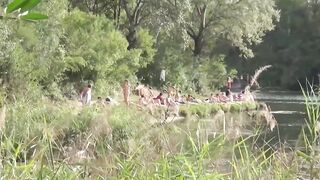 Vulgar mom eats 2 cocks into the woods