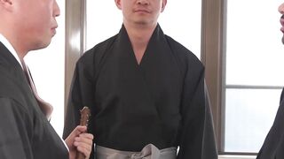 Rio asks his master Hiroshi how the new student is doing with his Samurai breeding tr