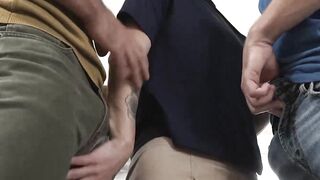 Tranny Asher Richards stepdad and stepuncle wreak havoc inside his tight pussy and as