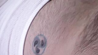 Kinky Alex Finns big floppy balls were swaying hard while giving himself a handjob