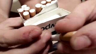 Sexy straight Scottie Cooper smokes red cig and strokes his long fat cock