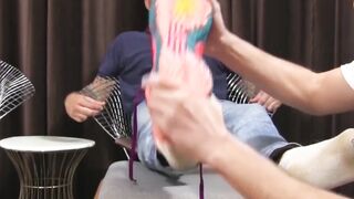 Hotties Marco Pinotti and Alpha Wolfe got horny after satisfying their kinky foot fet