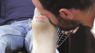 Hotties Marco Pinotti and Alpha Wolfe got horny after satisfying their kinky foot fet
