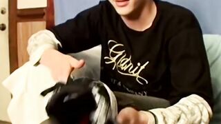 Hot boys Cain and Blinx start a foot fun before enjoying a shared wank off
