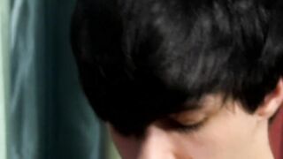 Hot twink Ethan Fox bravely swallows a warm thick load