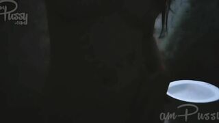 Young Filipina bimbos with Beauty body into shower into dark