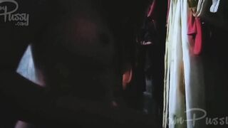 Young Filipina bimbos with Beauty body into shower into dark