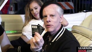 Filthy underwear Hottie cockrides domina inside vehicle before cumshot