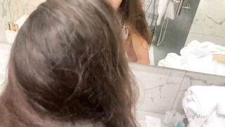 Young sexy blows and fucks inside the toilet after college