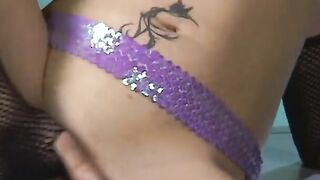 Lusty blonde masturbates with a vibrator before getting boned