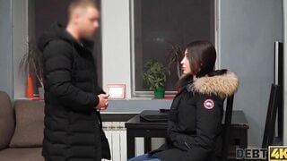 DEBT4k. Bro pulls rough dick out of leggings to punish