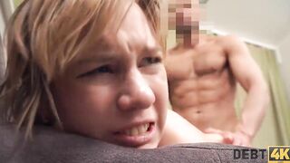 DEBT4k. Bro pulls rough dick out of leggings to punish