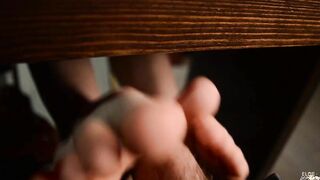 She Caught Friend Jerkin off and Give Devils Pedicure under table