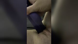 Masterbating with thick vibrating toy
