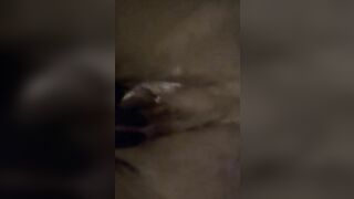 Masterbating with thick vibrating toy
