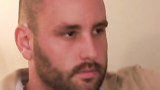 Bald big cocked amateur jerks off solo and cums on plate