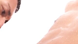 He really loves sucking fat juicy cock while in the shower