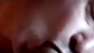 Facialized old guy swallows black and white dick at once