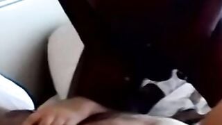 Facialized old guy swallows black and white dick at once