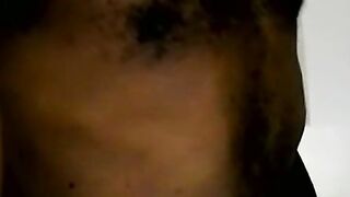 Ebony amateur teases with his big cock and masturbates solo