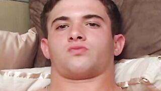 Handsome young soldier shows off his asshole while jerking