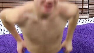 Hung cutie interviewed before he strips and masturbates