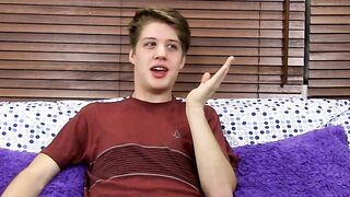 Hung cutie interviewed before he strips and masturbates