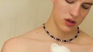 Handsome Dylan Chambers stuffing big dildo and jerking off