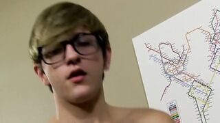 Twink with glasses bare smashed until he cums