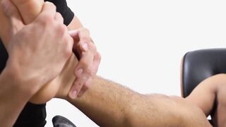 Young stud Kenzo gets his sexy feet worshiped by kinky hunk