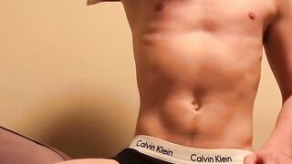 Cute youngster Kieren Andrews strips and strokes cock solo