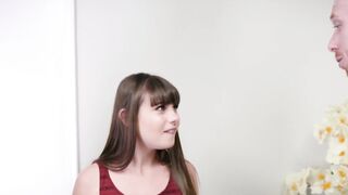 Petite hottie Luna Rival pleasuring two big dicks all alone