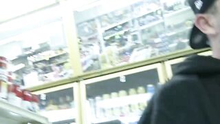 Slutty blondie having risky sex at the store