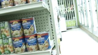 Slutty blondie having risky sex at the store