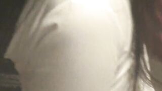 Cute Asian babe filmed by horny voyeur during masturbation