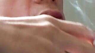 Blonde twink revealed his cock while blowing smoke