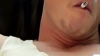 Blonde twink revealed his cock while blowing smoke