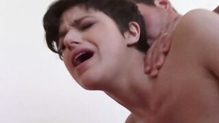 Short haired hot gets double banged!