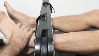 Hunky Ray H endures tickling torment from a hairy guy