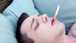 Inked Ryan Fields shoots creamy cum on his face after jacking his gorgeous cock