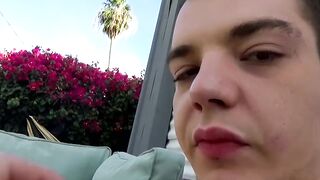 Inked Ryan Fields shoots creamy cum on his face after jacking his gorgeous cock