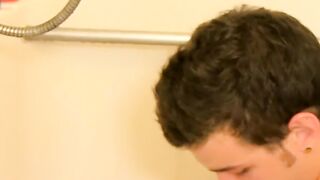 Ryan Sharp who is both cute and horny is waving his fat cock in the shower