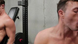 Handsome Kyle Fletcher and Ryder Owens serviced by blonde twink Mick Marlo