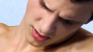 Young fellow shoots jizz while being ass screwed hard and profound
